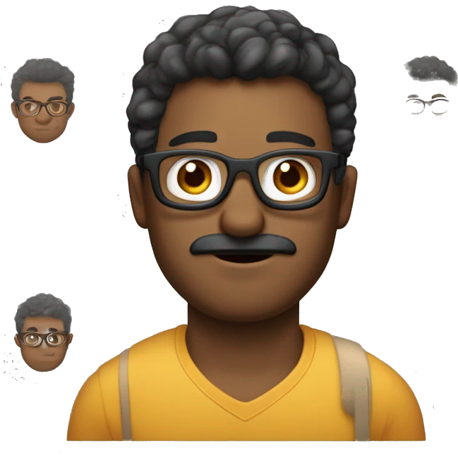homem magro, brancom, com cavanhaque, super calvo, de oculos, cabelos pretos emoji