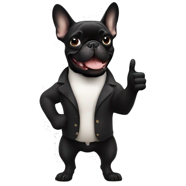 Black french bulldog doing thumbs up  emoji