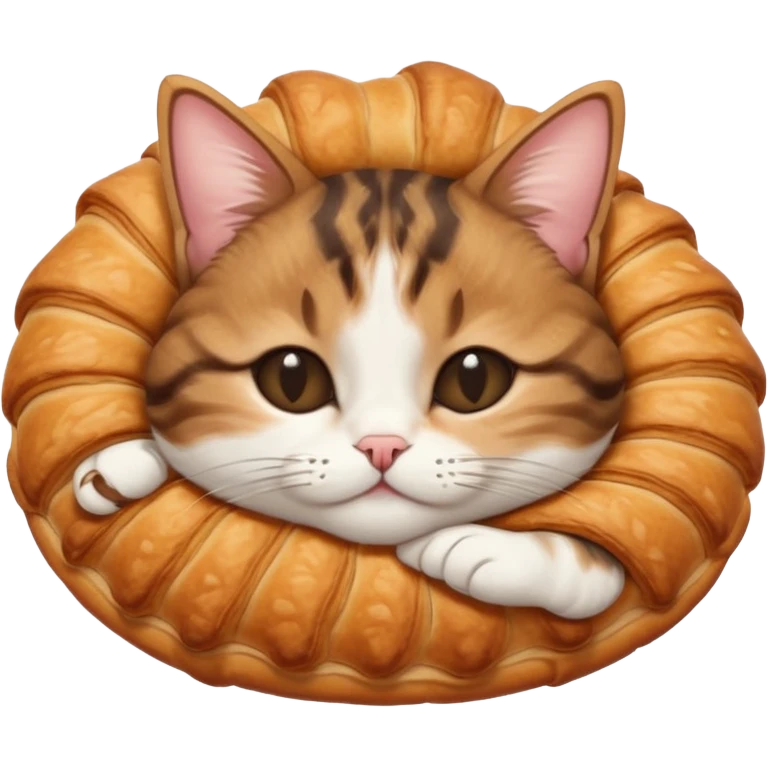 dark brown tabby and white cat in croissant position upside down with eyes closed emoji