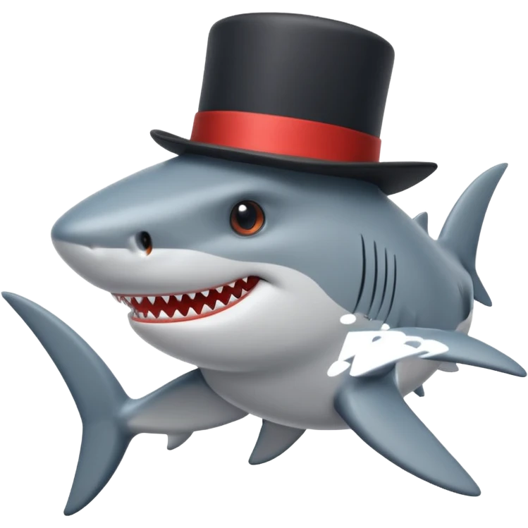 Shark with a top hat emoji