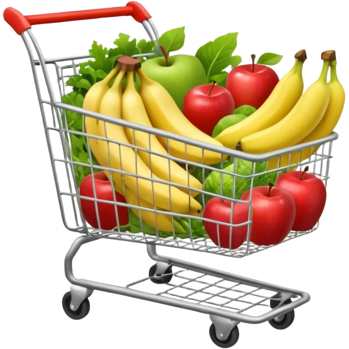 shopping cart full of healthy food emoji