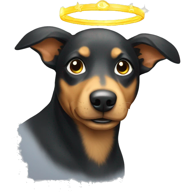 kelpie dog with angel halo emoji