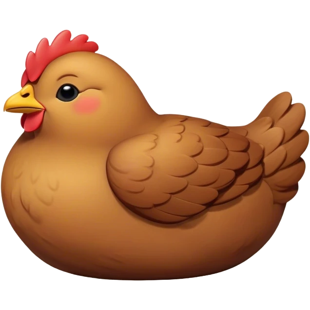 Meme-Worthy Cute Sleeping Brown Chicken Portrait Emoji, Head resting peacefully with a contented smile, showcasing a delightfully compact build and a luxuriously soft brown plumage, eyes shut in a serene, restful nap, Simplified yet hilariously adorable features, highly detailed, glowing with a soft, drowsy light, high shine, relaxed and utterly lovable, stylized with an air of playful laziness, bright and heartwarming, soft glowing outline, capturing the essence of a comically sleepy chicken, so meme-worthy it feels like it could instantly become the next viral sensation of adorable slumber! emoji