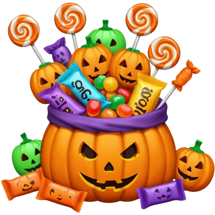 Halloween candies and candy bags emoji