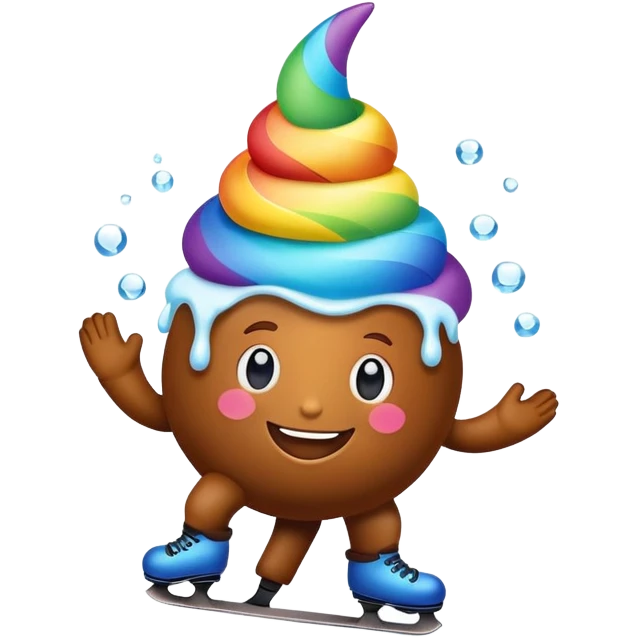 rainbow Poop emoji skating   emoji