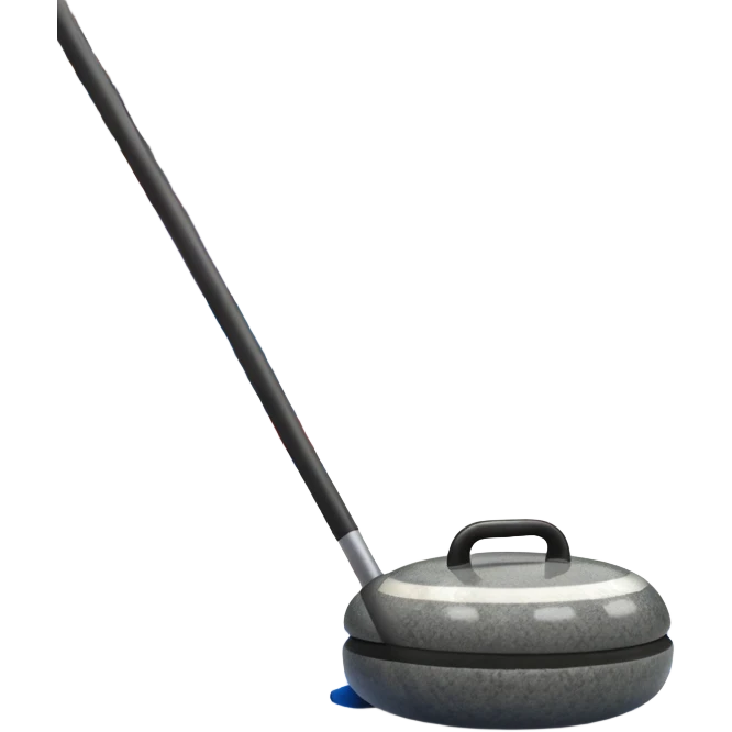 An icon showing a close-up of a curling stone sliding across the ice with a broom beside it. The scene is set in a brightly lit stadium, with detailed spectator stands in the background. Transparent background highlights the focus, skill, and atmosphere of the curling sport. emoji