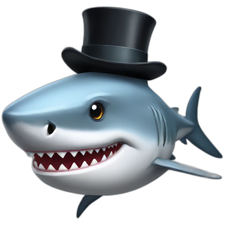 Shark with a top hat emoji
