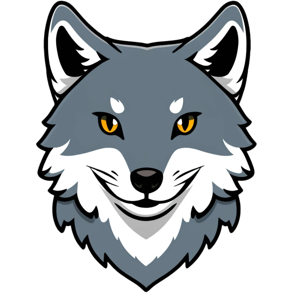 gray wolf face, front view emoji