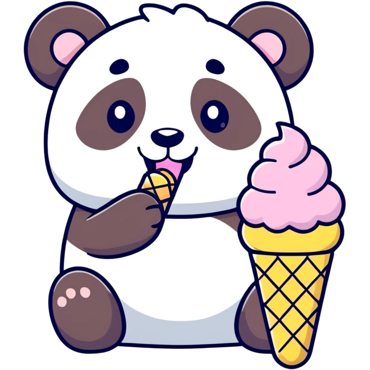 Panda eating ice cream emoji
