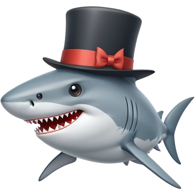 Shark with a top hat emoji