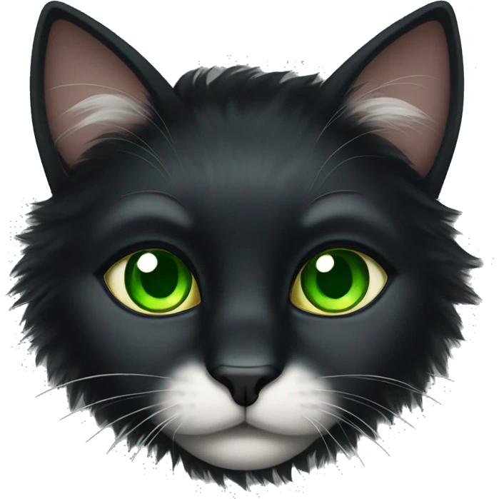 fluffy black cat with green eyes  emoji