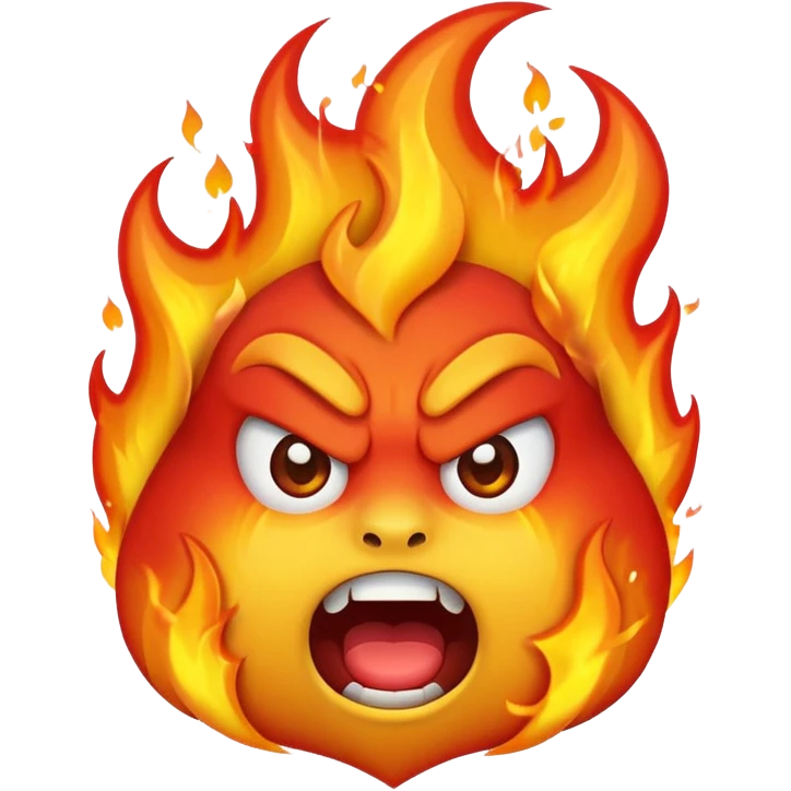 very angry fire emoji, intense flames, furious expression emoji