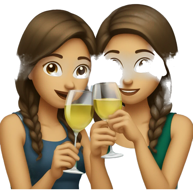 Two brown haired girls sipping white wine emoji