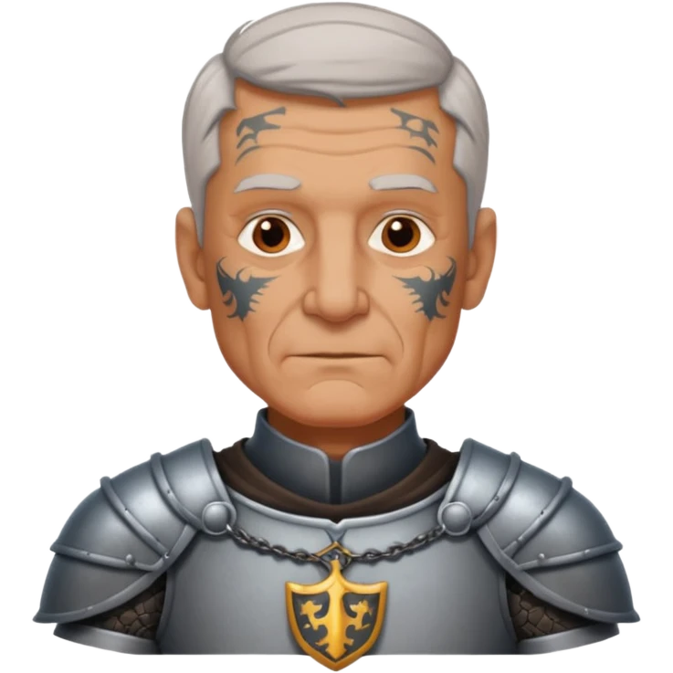 elderly tattooed knight, tattooed shoulder emoji