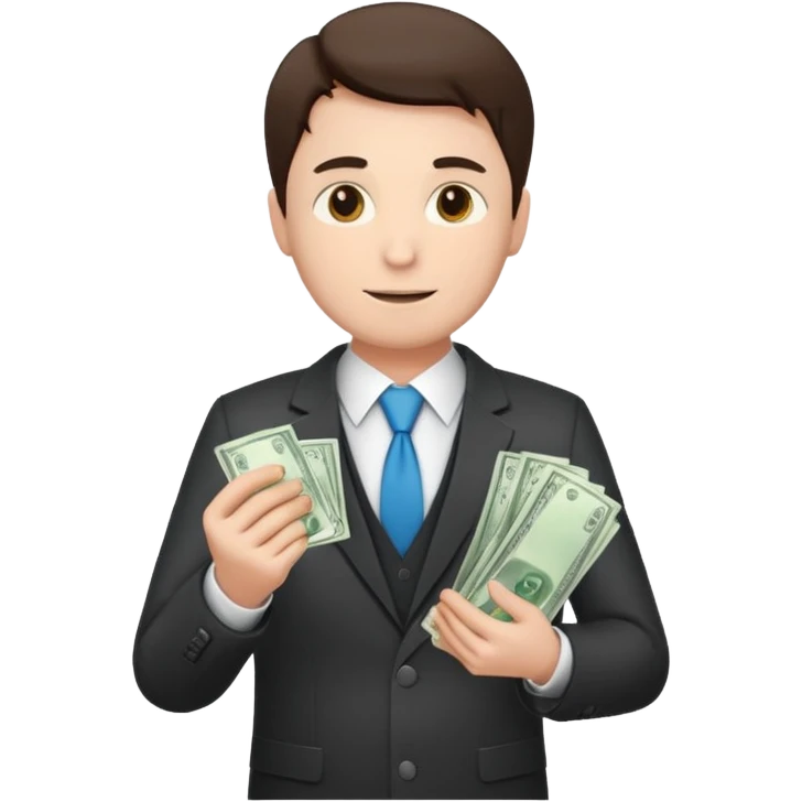 CEO with money in his hands donating to hospital emoji
