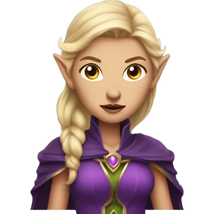 Noble female Elf with Elf ears and blonde hair and purple robes angry emoji