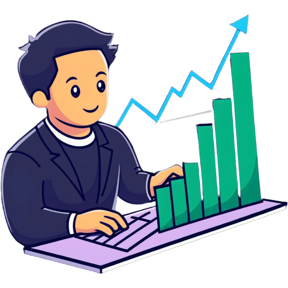 forex trader looking at rising chart emoji