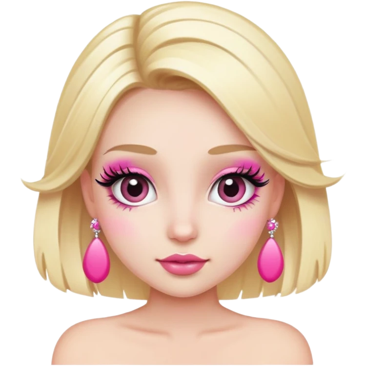 Cute blonde character with exaggerated eyelashes and pink accessories emoji