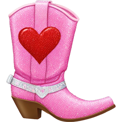 pink sparkly cowboy boot with red hearts on it  emoji