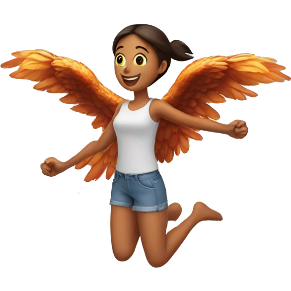 a girl flying with two bbq chicken wings on her back emoji