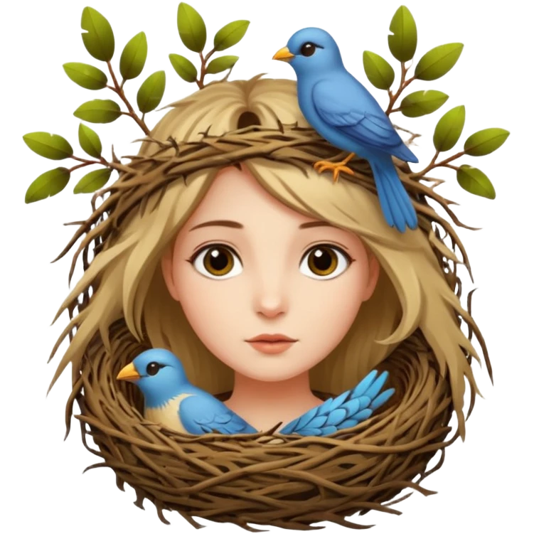 girl with bird nest over her head  emoji