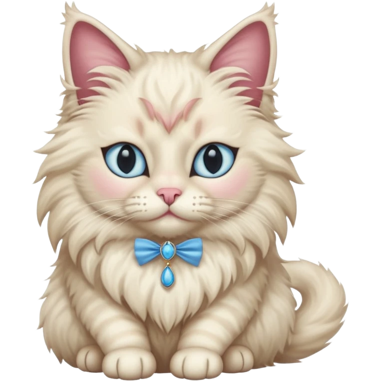 Neva masquerade cat, very fluffy, with pale blue eyes and rose nose emoji