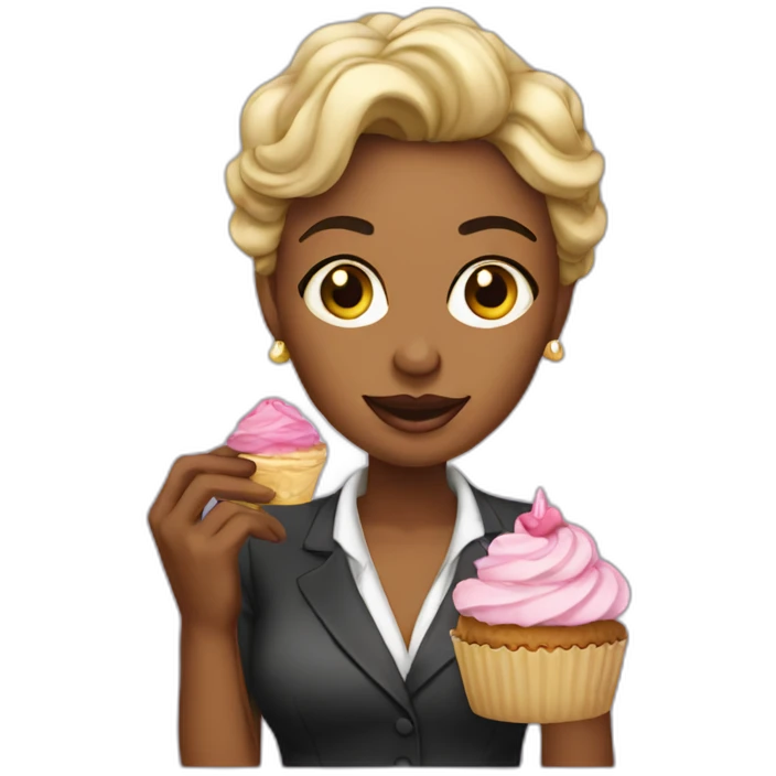 boss lady eating a cupcake emoji