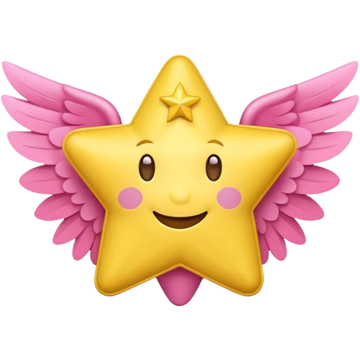 image of a cute yellow star with a smiling face and pink cheeks on a transparent background in the style of the Money with Wings emoji on Microsoft 3D Fluent 15.1, image format - square, 1:1 emoji