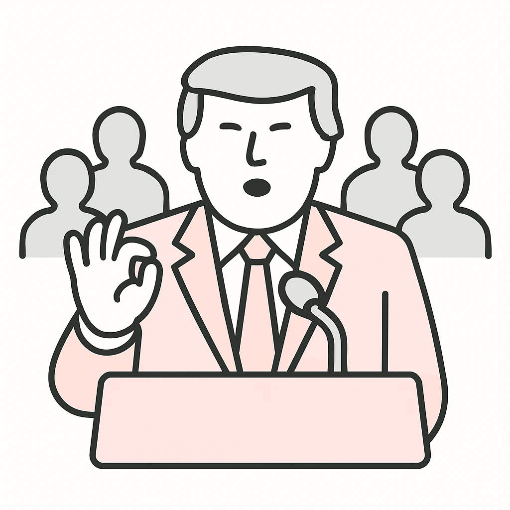 Donald Trump speaking at a rally emoji