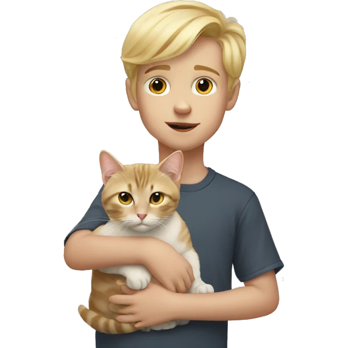 blonde boy with cat portrait emoji