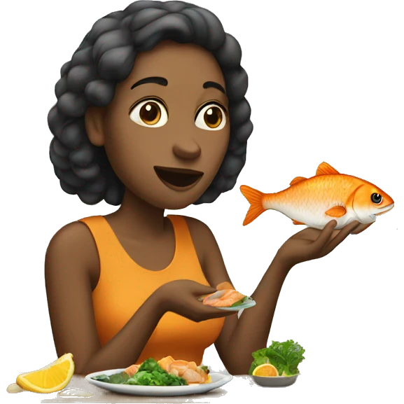 Woman eats Fish emoji