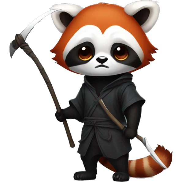 red panda disguise as reaper with scythe emoji