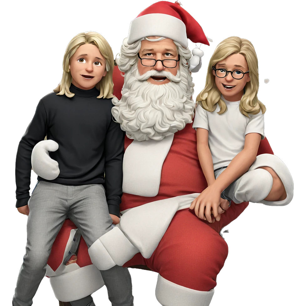 boys in santa hats sitting emoji
