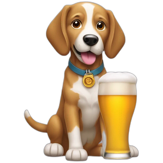 Un chien qui boit une bière emoji