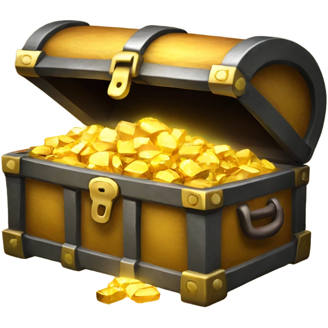 Open Treasure trunk shining with gold treasure  emoji