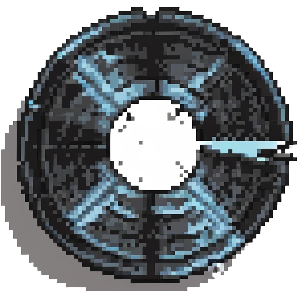 shattered vinyl record, pixel art style emoji