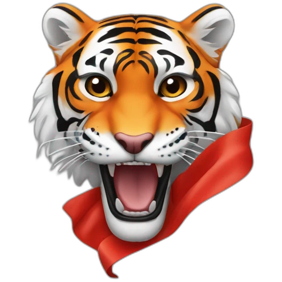 Drapeau rouge avec un motif de tigre emoji