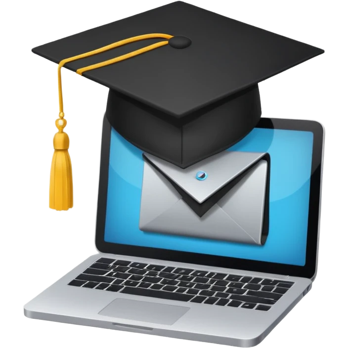 digital educational project, graduation cap and laptop emoji