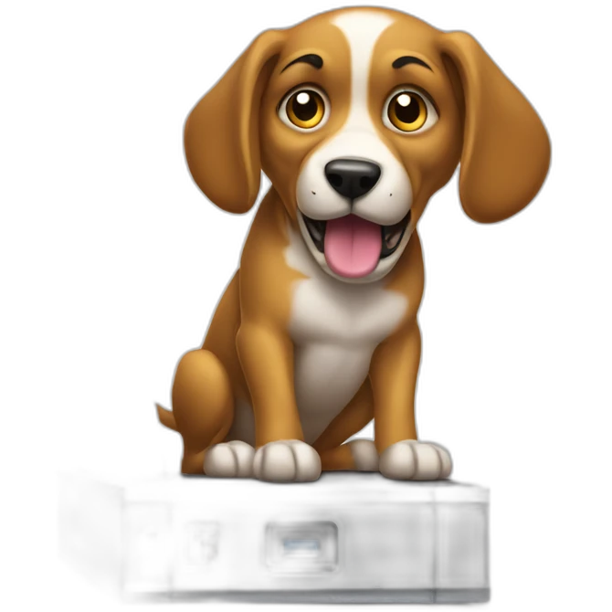 angry dog guarding a hard disk emoji