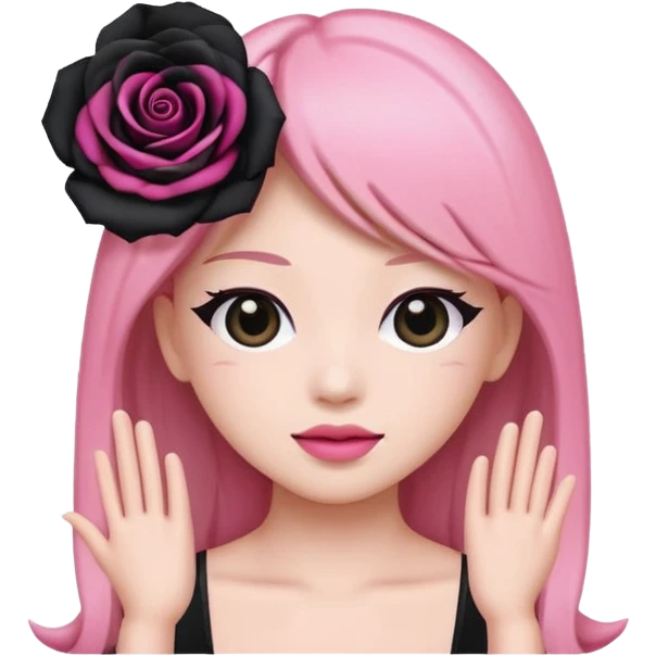 BLACKPINK-inspired emoji with black and pink rose, elegant and stylish style emoji