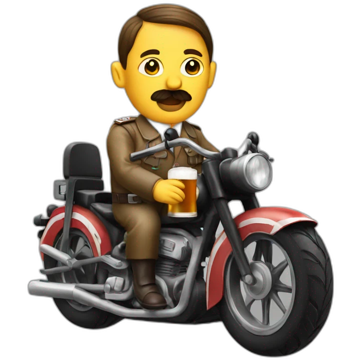 hitler drinking beer on a motorbike emoji