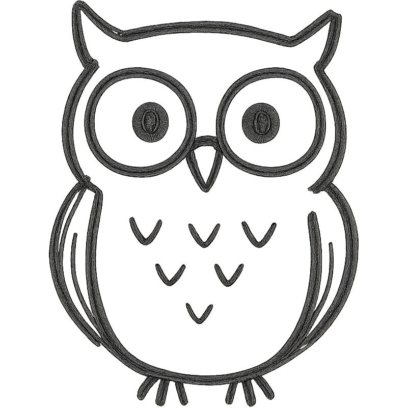 an owl, hand drawn black outline style emoji