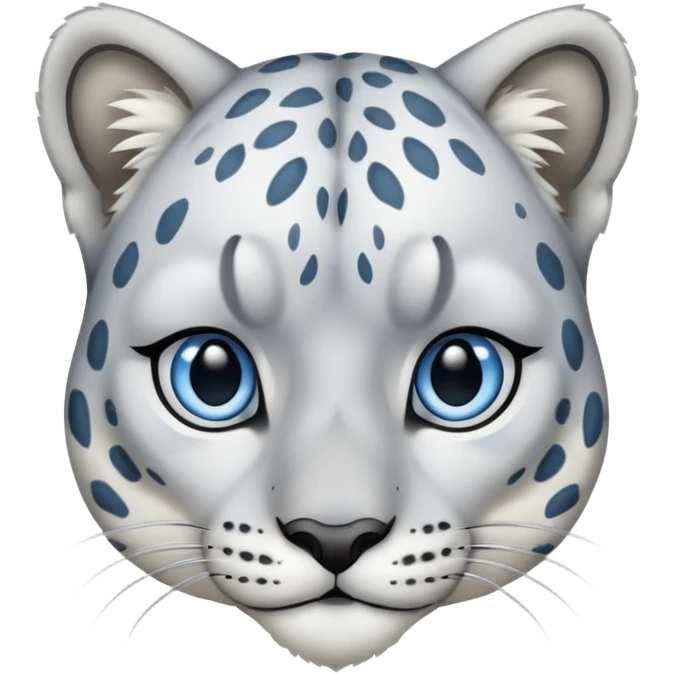 Deformed cute Snow leopard-Eyes are long and blue emoji