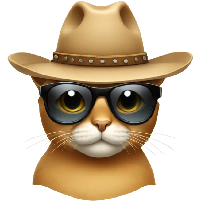 Cat wearing cowboy hat with sunglasses  emoji