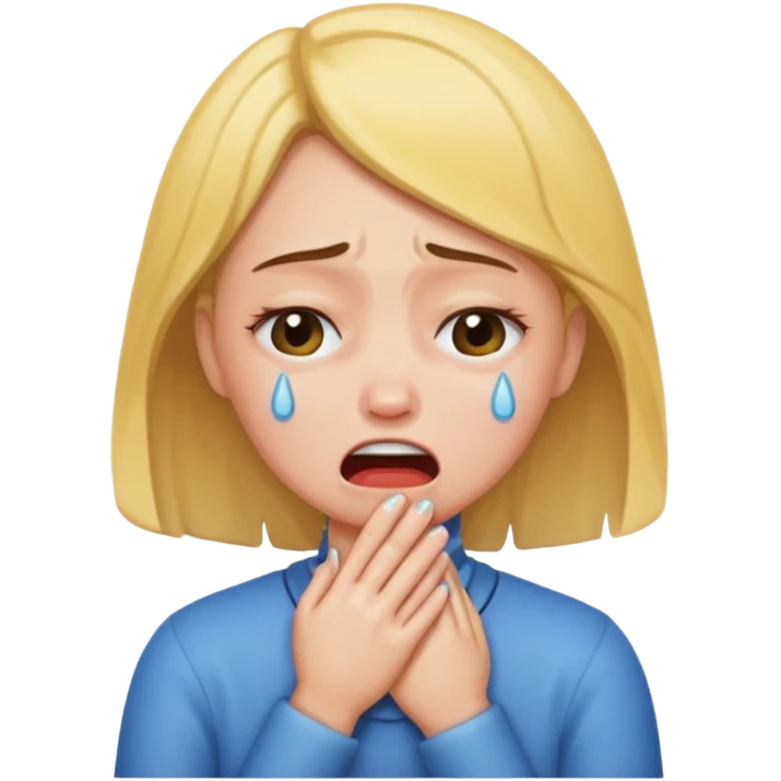 a girl crying and chocking herself emoji