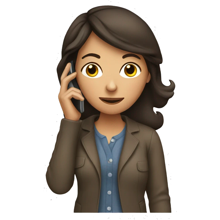 Brunette Woman talking on her cellphone emoji