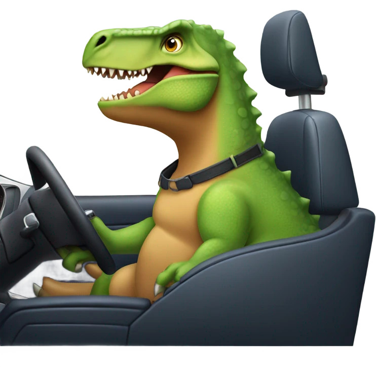 Dino driving car emoji