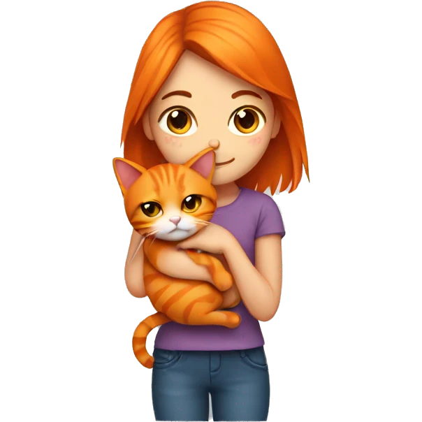 Girl holding a orange cat emoji