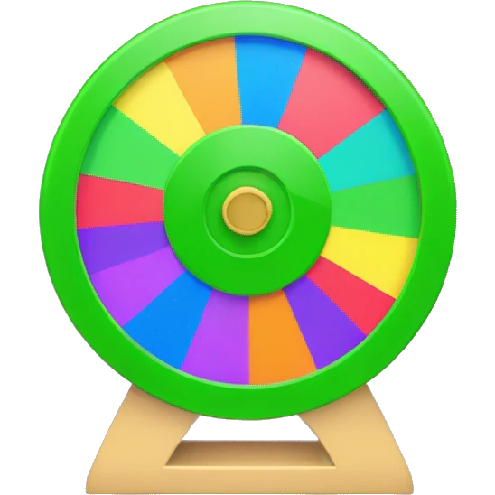 Wheel of fortune simple icon with multi colored wedges and a green circle center  emoji