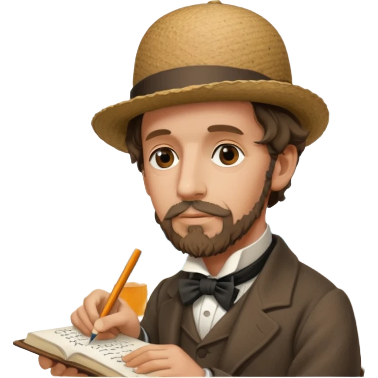 Charles Dickens writing near the seashore emoji